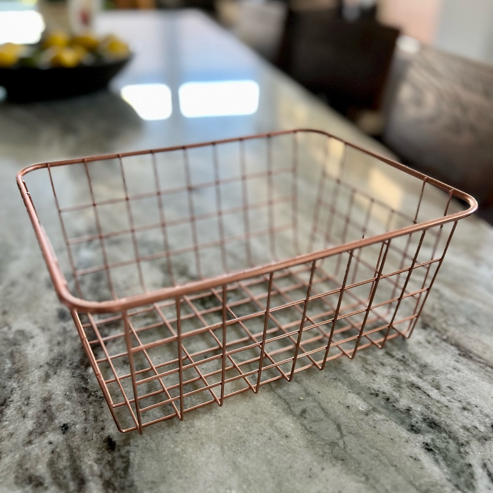 Rose Gold Metal Storage Basket